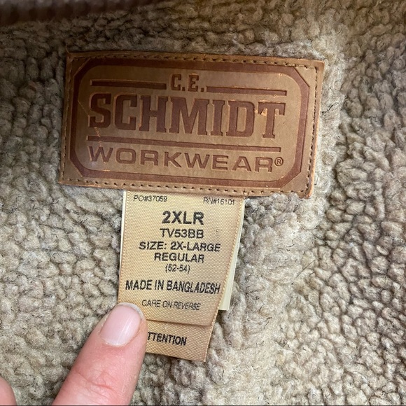 C E SCHMIDT WORKWEAR SHERMAN LINED BROWN CANVAS ZIP FRONT VEST MENS 2XLR POCKETS - Picture 4 of 8